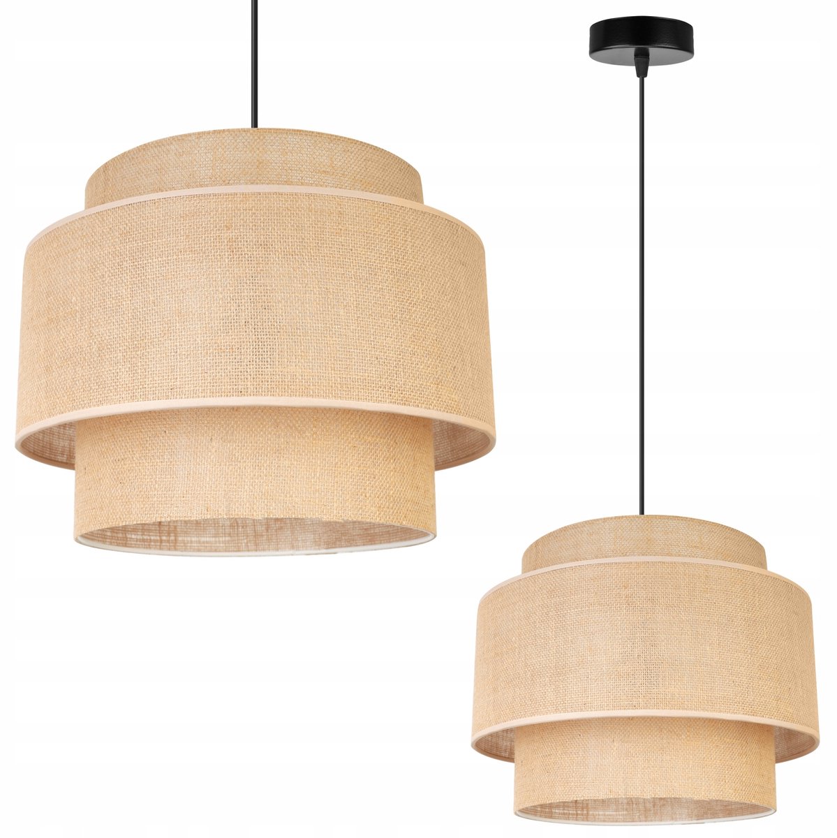 Hanglamp Boho Jute Beige Zwart - Stijlvolle Woonkamer Verlichting