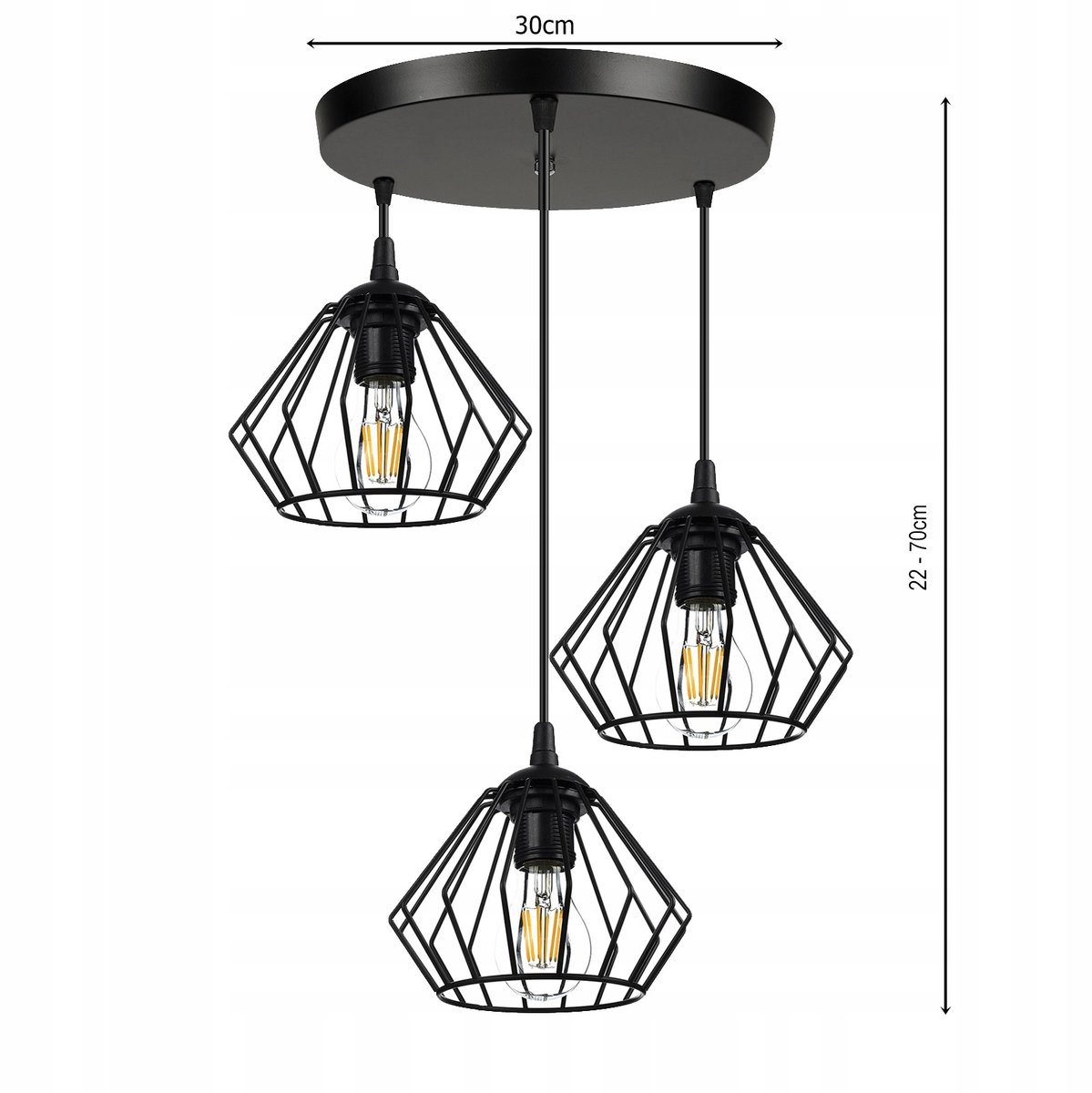 Hanglamp Diamant LED E27 Zwart - Stijlvol en Modern