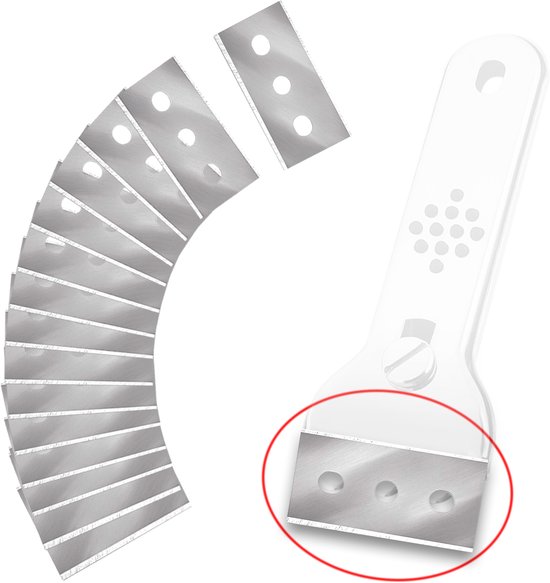 15-pack vervangende messen voor kookplaatschrapers - keramische kookplaatschraper - metalen schraper - mes voor schraper - keramische kookplaatschraper - glasschraper - roestvrijstalen kookplaat - 42 x 22 mm - zilver