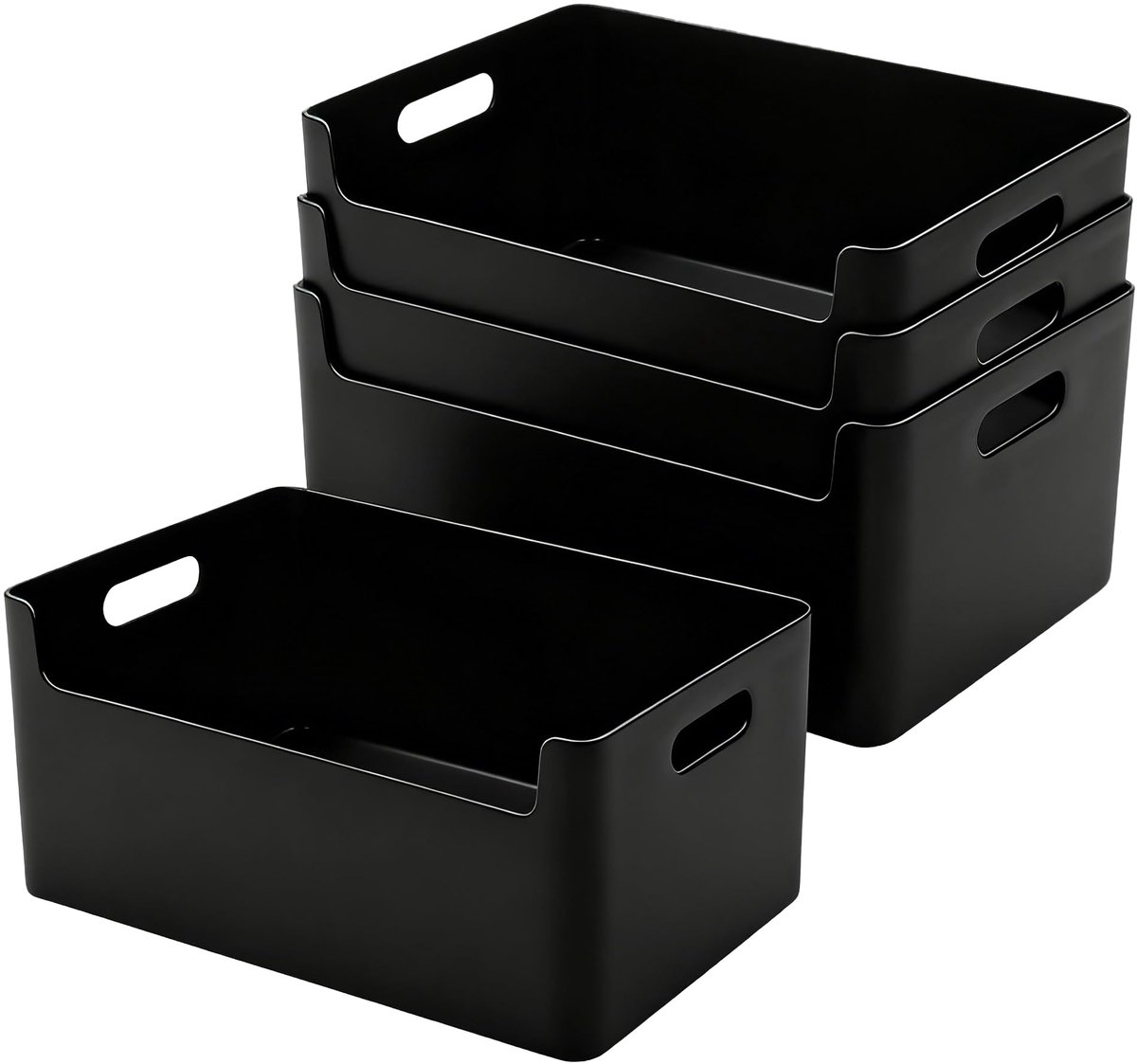 Unyqoos® Set van zes compacte witte opbergmanden met handgrepen voor veelzijdig gebruik