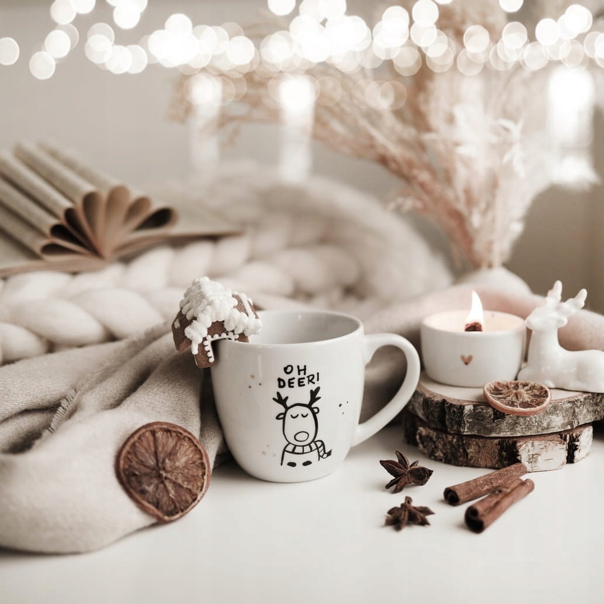 Porseleinen Mok 'Oh Deer' 300 ml - Feestelijk Design