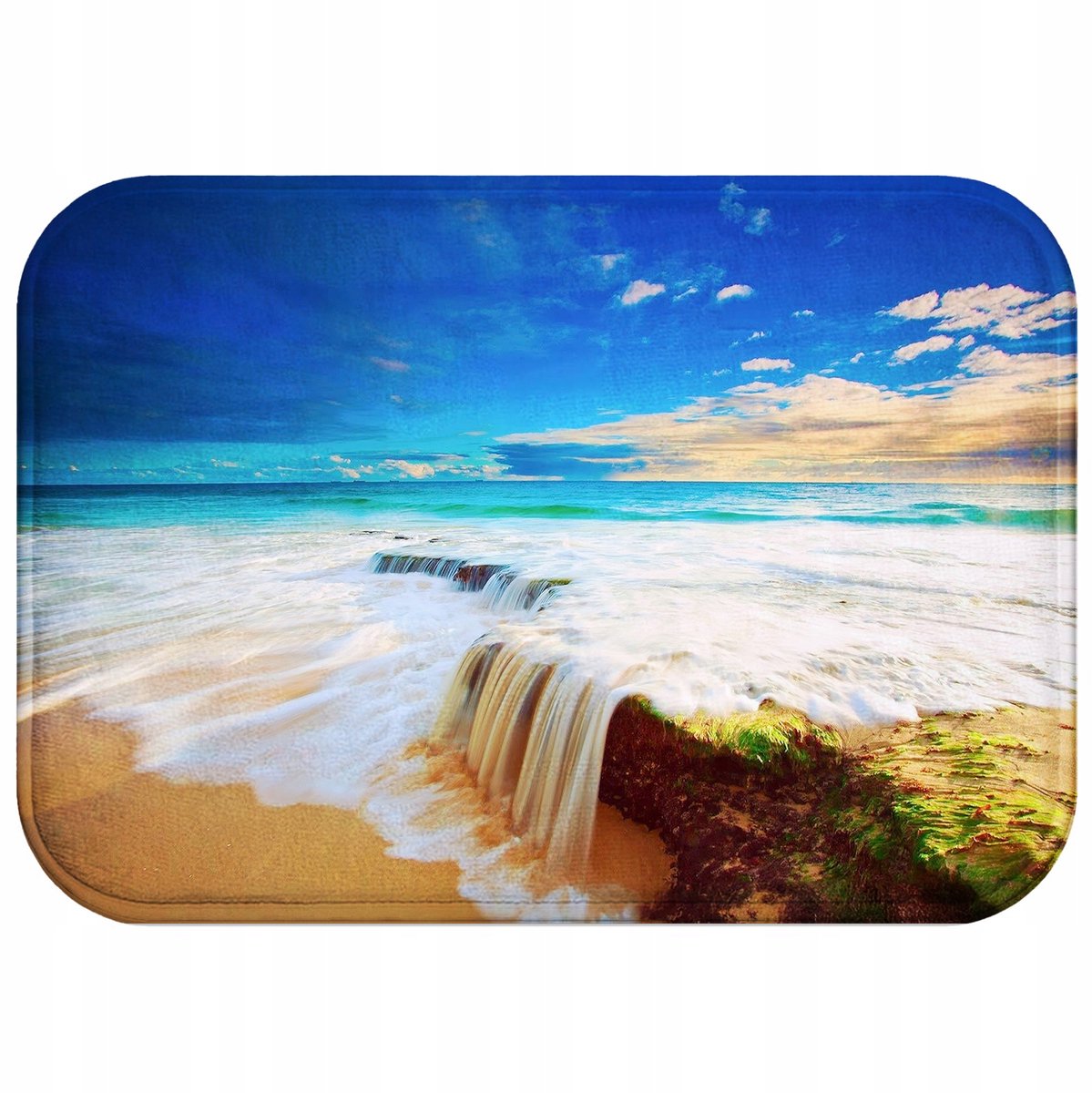 Antislip badkamermat 60x40cm - Zand Waterval Design - Sneldrogend