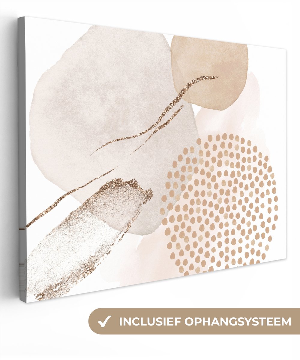 Canvas schilderij 160x120 cm - Wanddecoratie badkamer Watercolor - Beige - Pastel - Modern