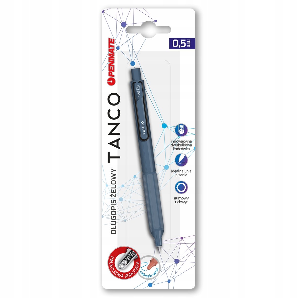 Penmate Tanco Gelpen - Blauw, 0.5mm, Sneldrogend, Comfortabel