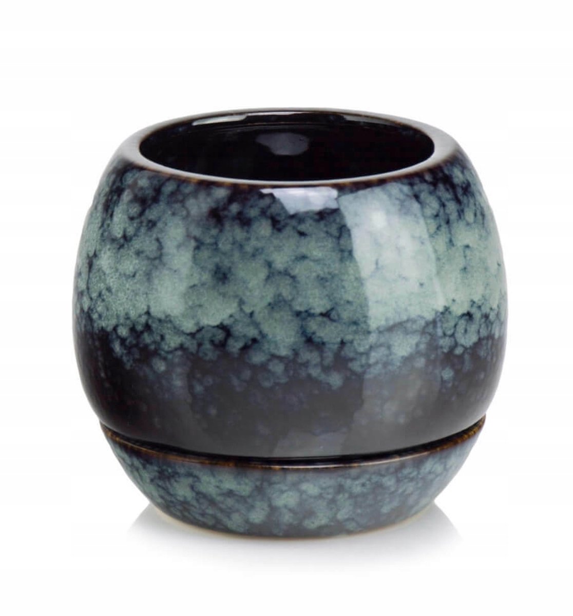 Blauwe Keramische Pot Polnix 17cm x 16cm - Vintage Stijl