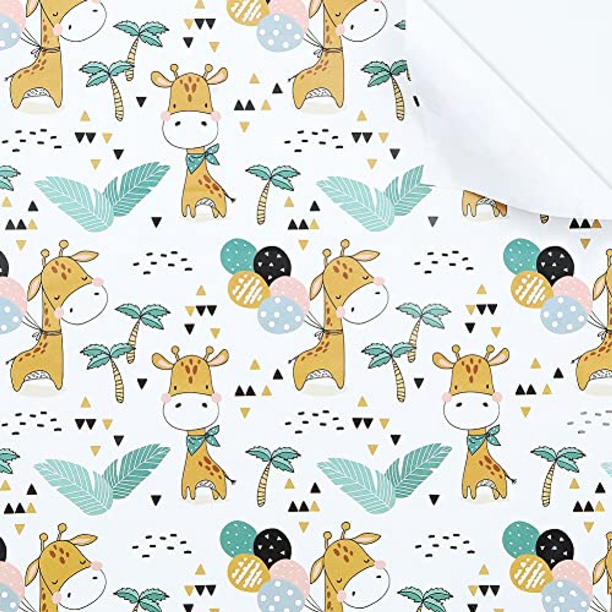 Cadeaupapier voor kinderen met giraffe ontwerp - 6 vellen, 50 x 70 cm