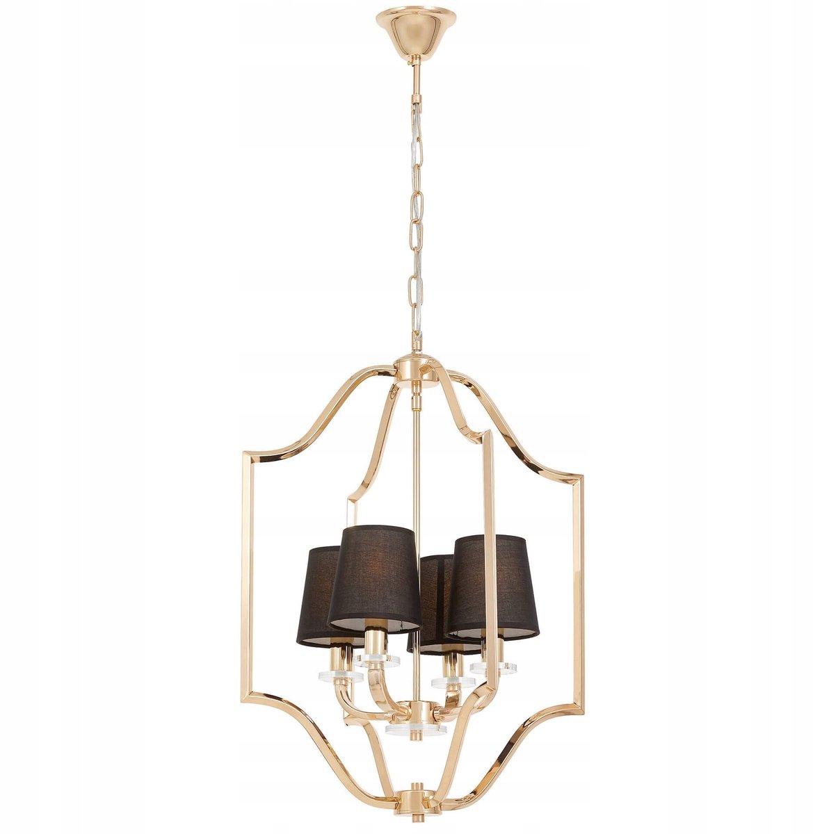 Moderne Zwarte Gouden Kroonluchter Orlando met kristallen - 4 lampen