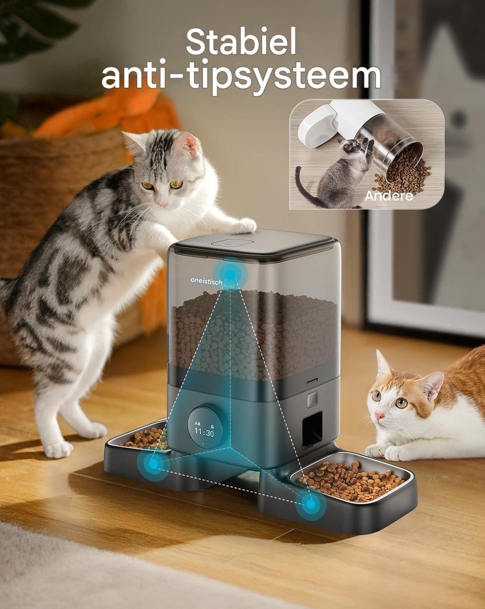 Oneisall PF09 - 5L Automatische Voerbak voor Katten met 2 - afbeelding 3