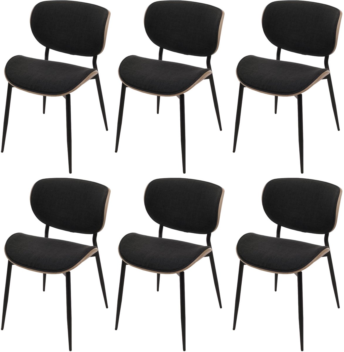 MCW Set van 6 eetkamerstoelen MCW-O45, gebogen hout, stof (370 g/m²), MVG-gecertificeerd ~ naturel, donkergrijs