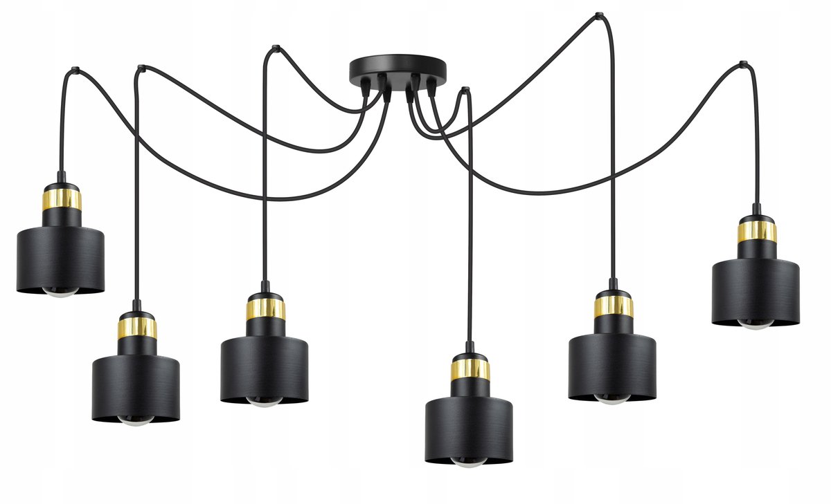 Moderne Hanglamp Porto 03-300.6P - Zwart/Goud, 6xE27
