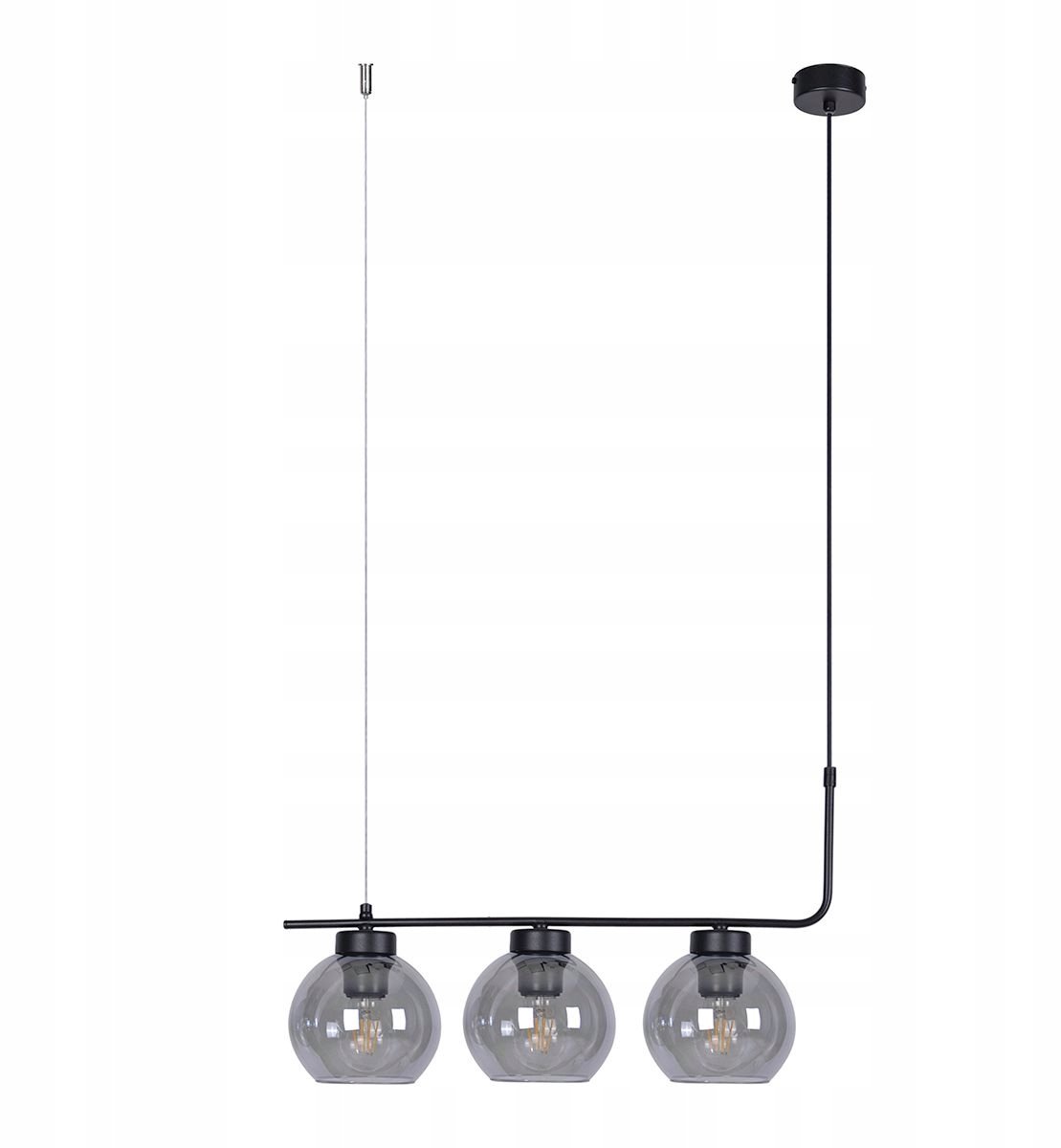 TORVI 3 Hanglamp Zwart Rookglas E27 - Stijlvolle Verlichting