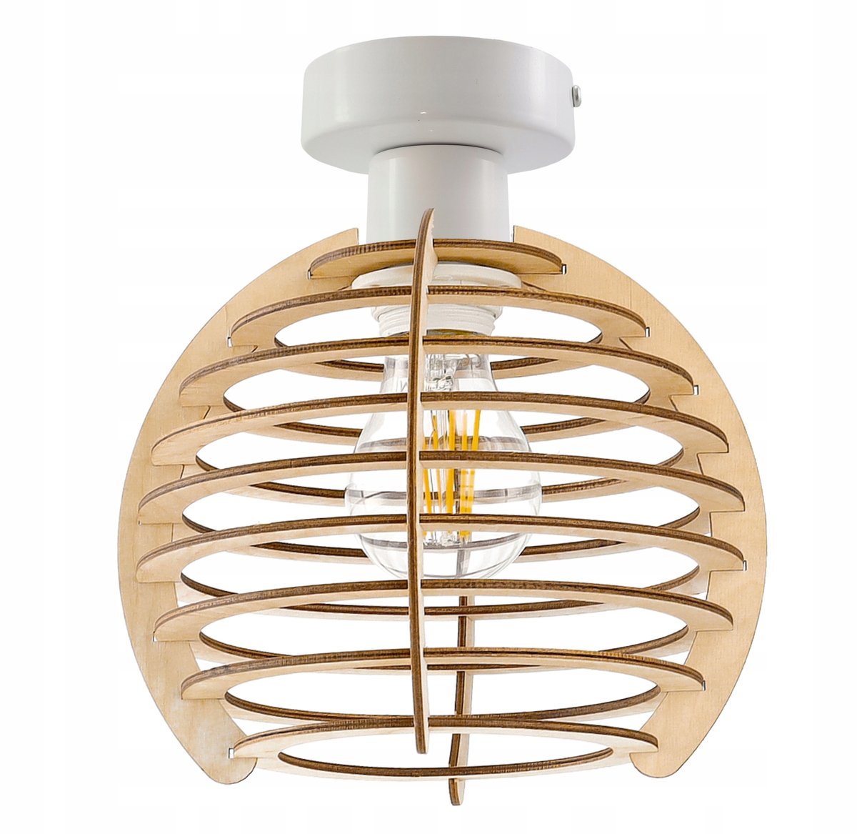 Loft Plafond Lamp met Houten Kap E27 1x60W