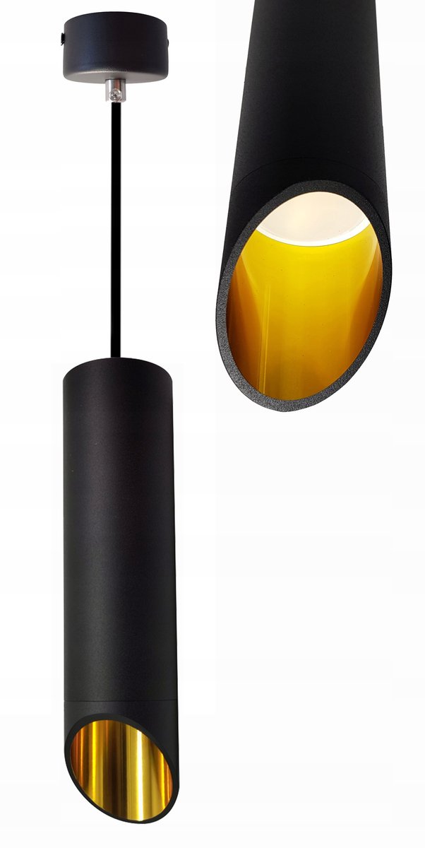 Hanglamp Tuba GU10 Zwart/Goud 20cm - Stijlvolle Verlichting