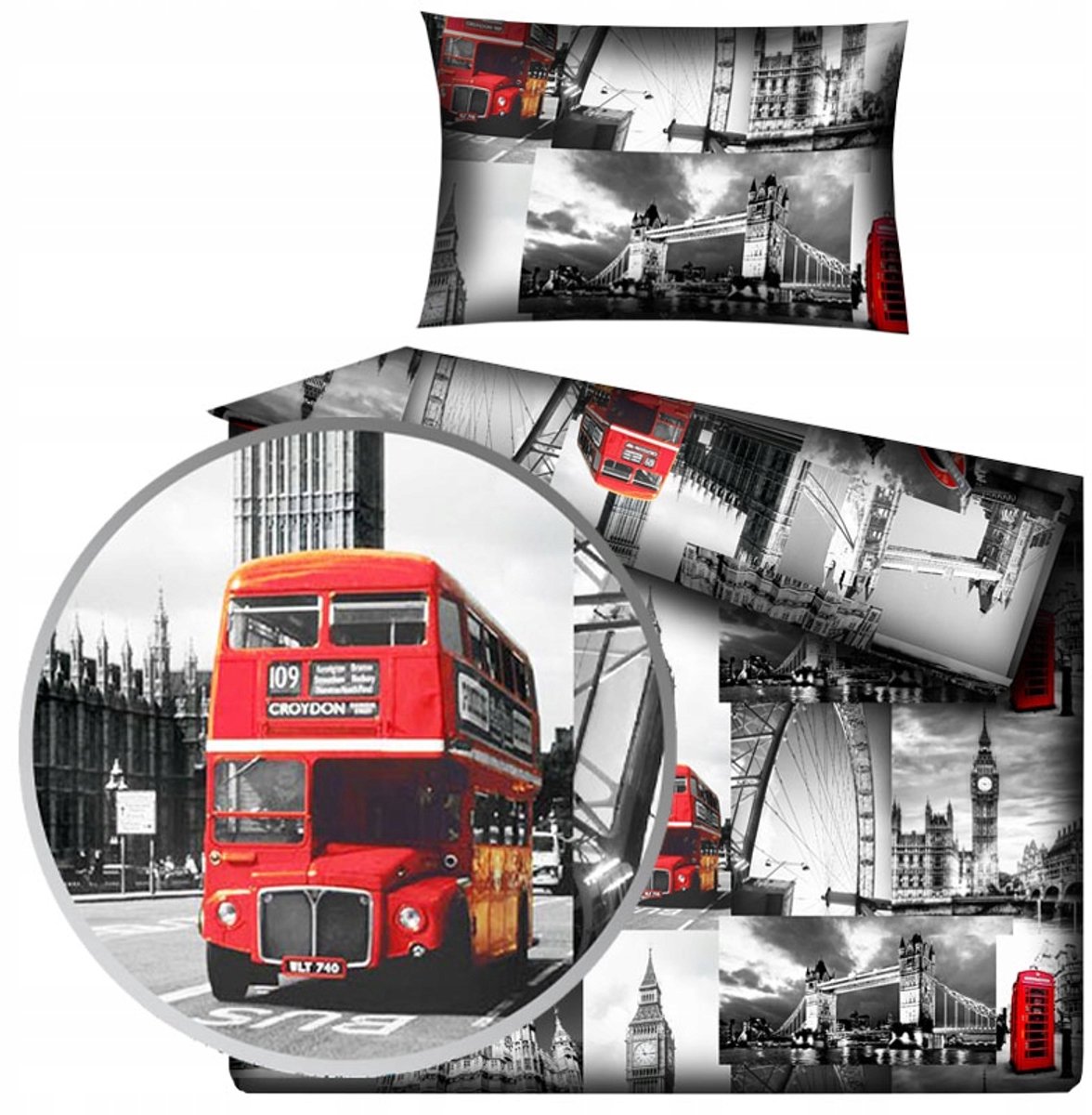 Kinderbeddengoed Londen Grijs 100x135 cm Katoen