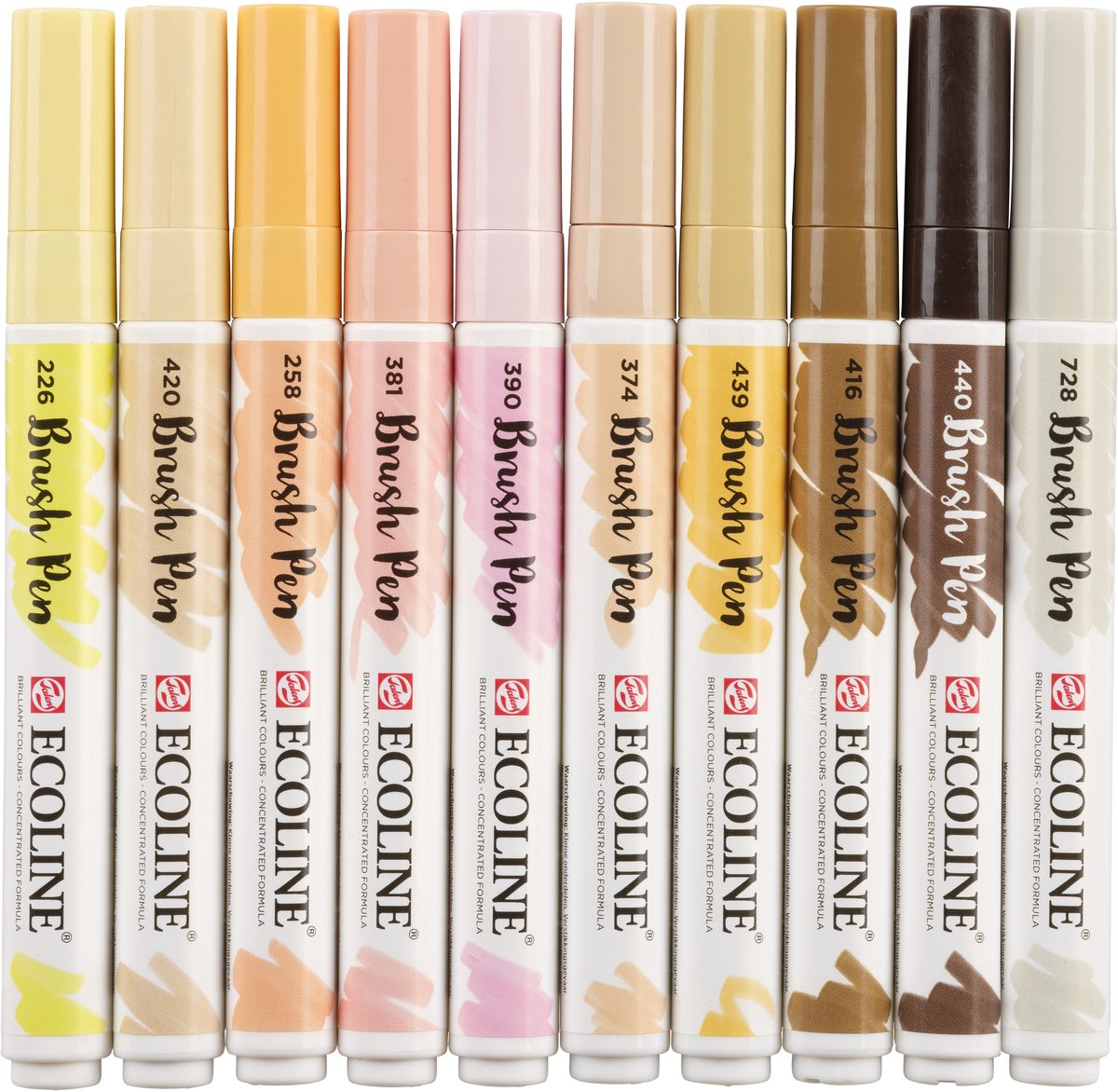 Brushpen talens ecoline set 10 stuks huid | 3 stuks