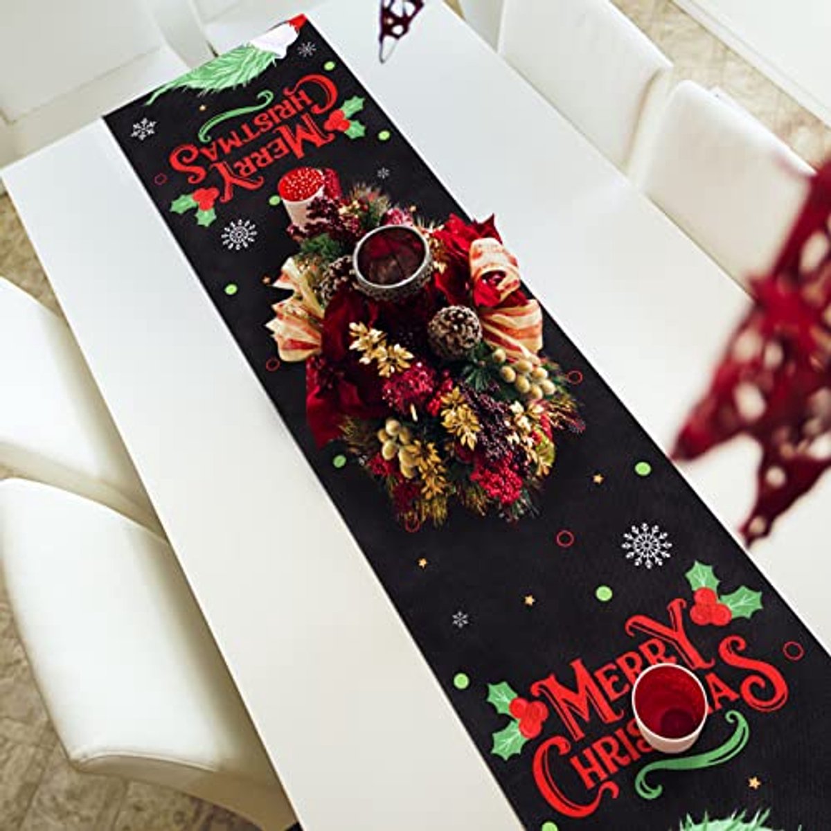 Kerst Tafelloper Elf - Vrolijk Tafeldecor voor Kerstmis en Feestdagen