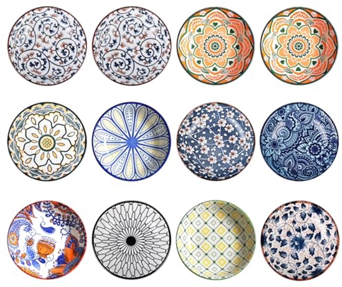 Kleine Keramische Dipschalen Set van 12 - Perfect voor Snacks en Dips