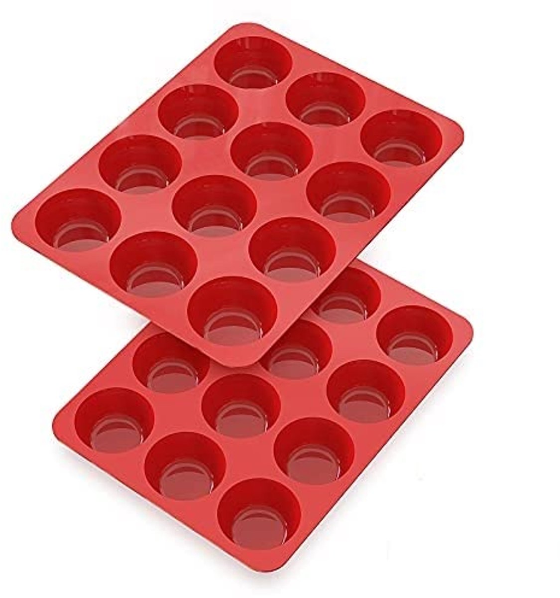 Muffinvorm Siliconen voor 12 Muffins - 2 Stuks Antiaanbak Muffin Bakvormpjes