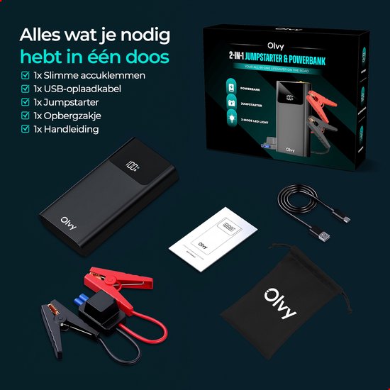 FNNEMGE Auto Starthulp Powerbank Jump starter 4000A Piekstroom 21800mAh