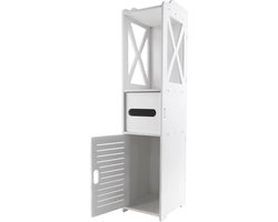 Paco Goederen® Badkamerkast - badkamermeubel - badkamerrek - Opberkgast - 80x 20x 12cm - hoog kast smal - wit - badkamer