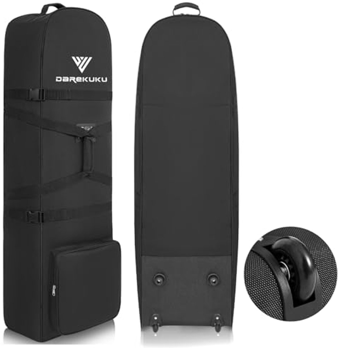 Zachte Golfreistassen met Stabiliserende Riemen - Heavy Duty 900D Polyester Oxford - Slijtvast - Extra Opbergzak - Verbeterde Rubber Wielen