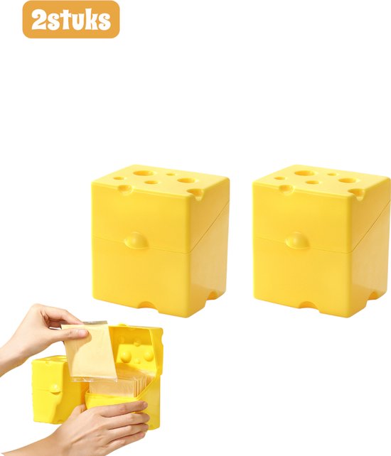 2 pièces - Boîtes de conservation alimentaire - Couvercles à charnière en ABS - Séparateurs de réfrigérateur multifonctionnels - Séparateurs de portions - Idéal pour conserver le fromage et le beurre - Jaune