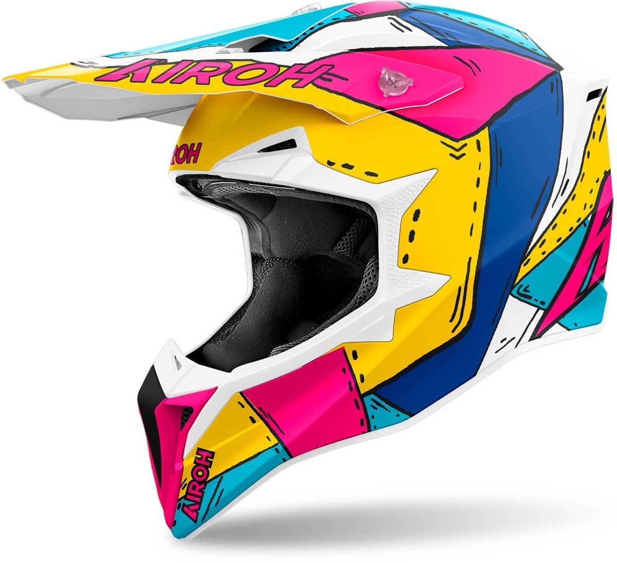 Airoh Wraaap Paint Blauw Geel Roze Crosshelm - Helm