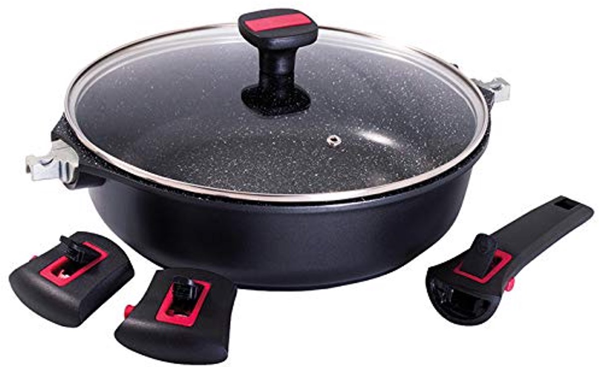 Braadpan met Deksel 28 cm - Gesmeed Aluminium Zwart