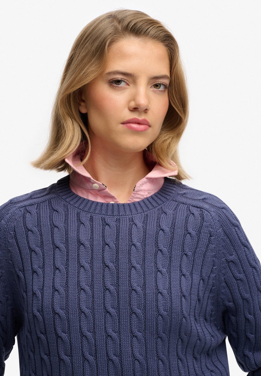 Superdry Slouchy Kabeltrui Dames Sweaters Marineblauw