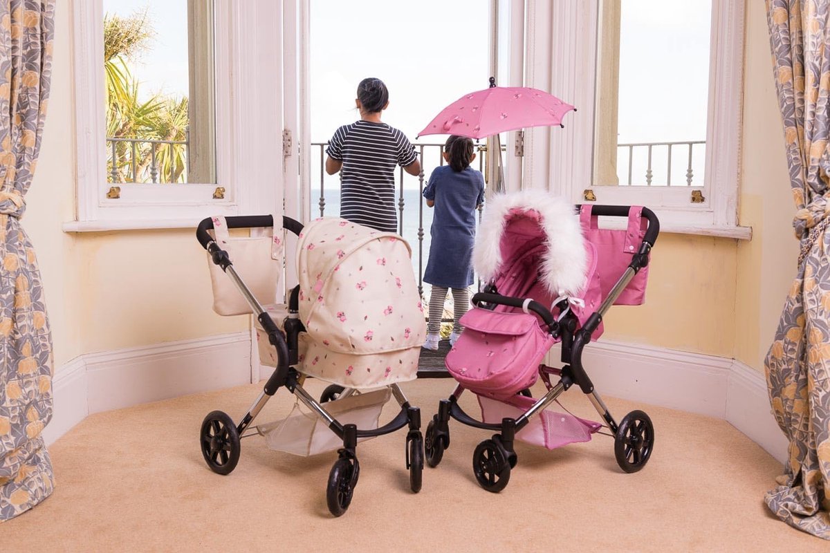 Roma Darcie Poppenwagen – Roze – Verstelbare Handgreep