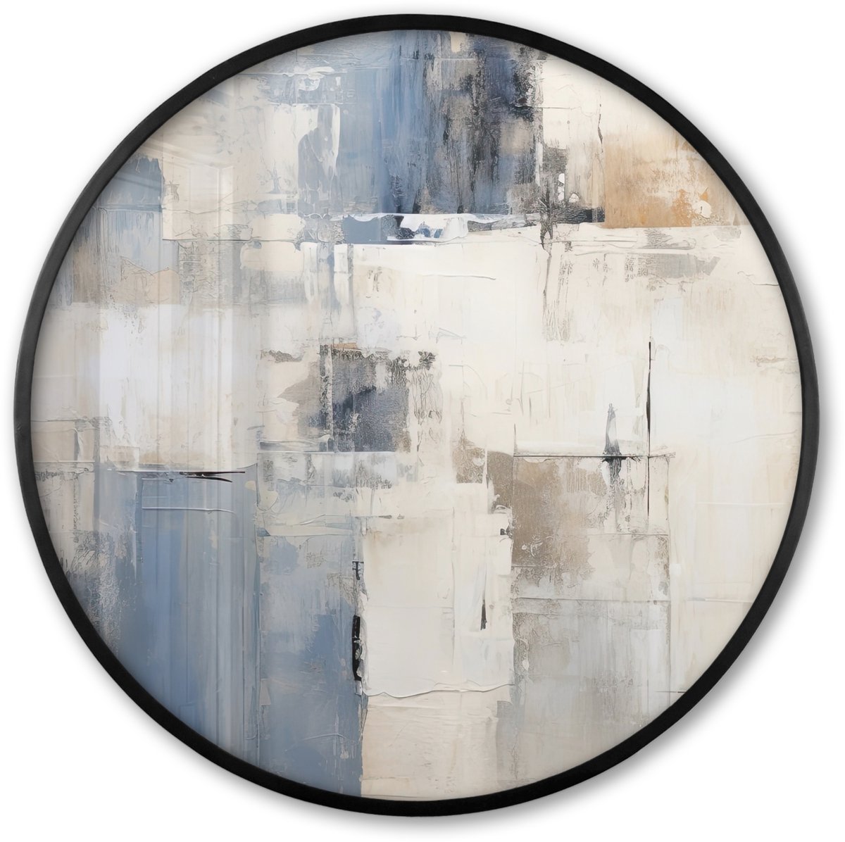 FrameYourWall Poster in lijst Rond - Fotolijst 80x80 cm - Posters - Aquarel - Abstract - Kunst - Ronde posterlijst zwart - Decoratie - Wanddecoratie woonkamer - Muurdecoratie slaapkamer
