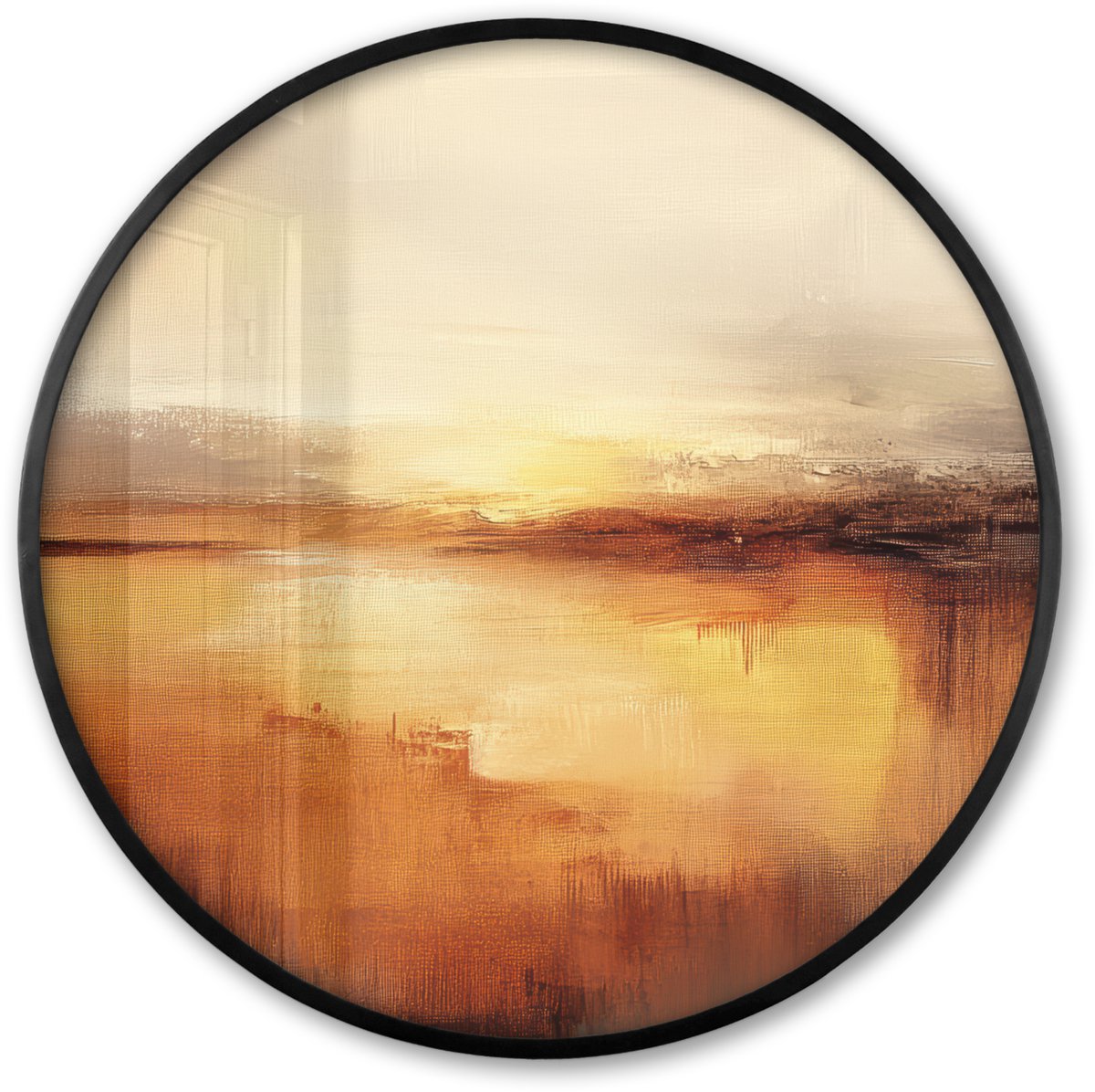 FrameYourWall Poster in lijst Rond - Fotolijst 60x60 cm - Posters - Abstract - Bruin - Modern - Herfst kleuren - Ronde posterlijst zwart - Decoratie - Wanddecoratie woonkamer - Muurdecoratie slaapkamer