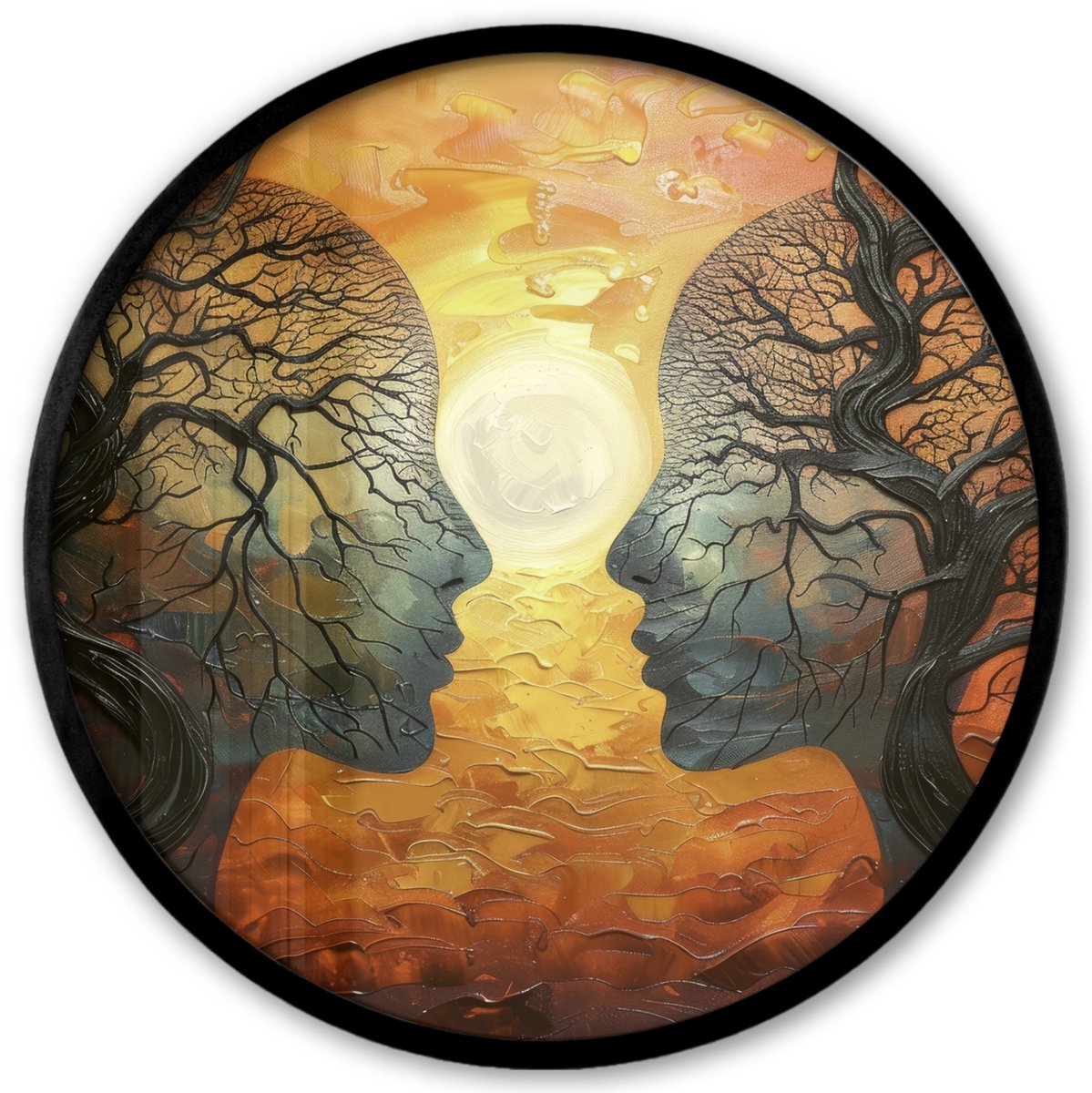FrameYourWall Poster in lijst Rond - Fotolijst 40x40 cm - Posters - Bomen - Gezichten - Zon - Kunst - Ronde posterlijst zwart - Decoratie - Wanddecoratie woonkamer - Muurdecoratie slaapkamer