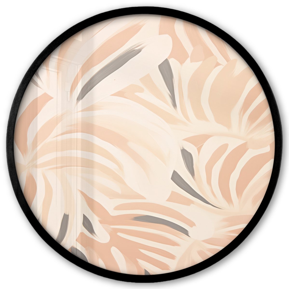 FrameYourWall Poster in lijst Rond - Fotolijst 40x40 cm - Posters - Pastel - Kunst - Abstract - Ronde posterlijst zwart - Decoratie - Wanddecoratie woonkamer - Muurdecoratie slaapkamer Beige