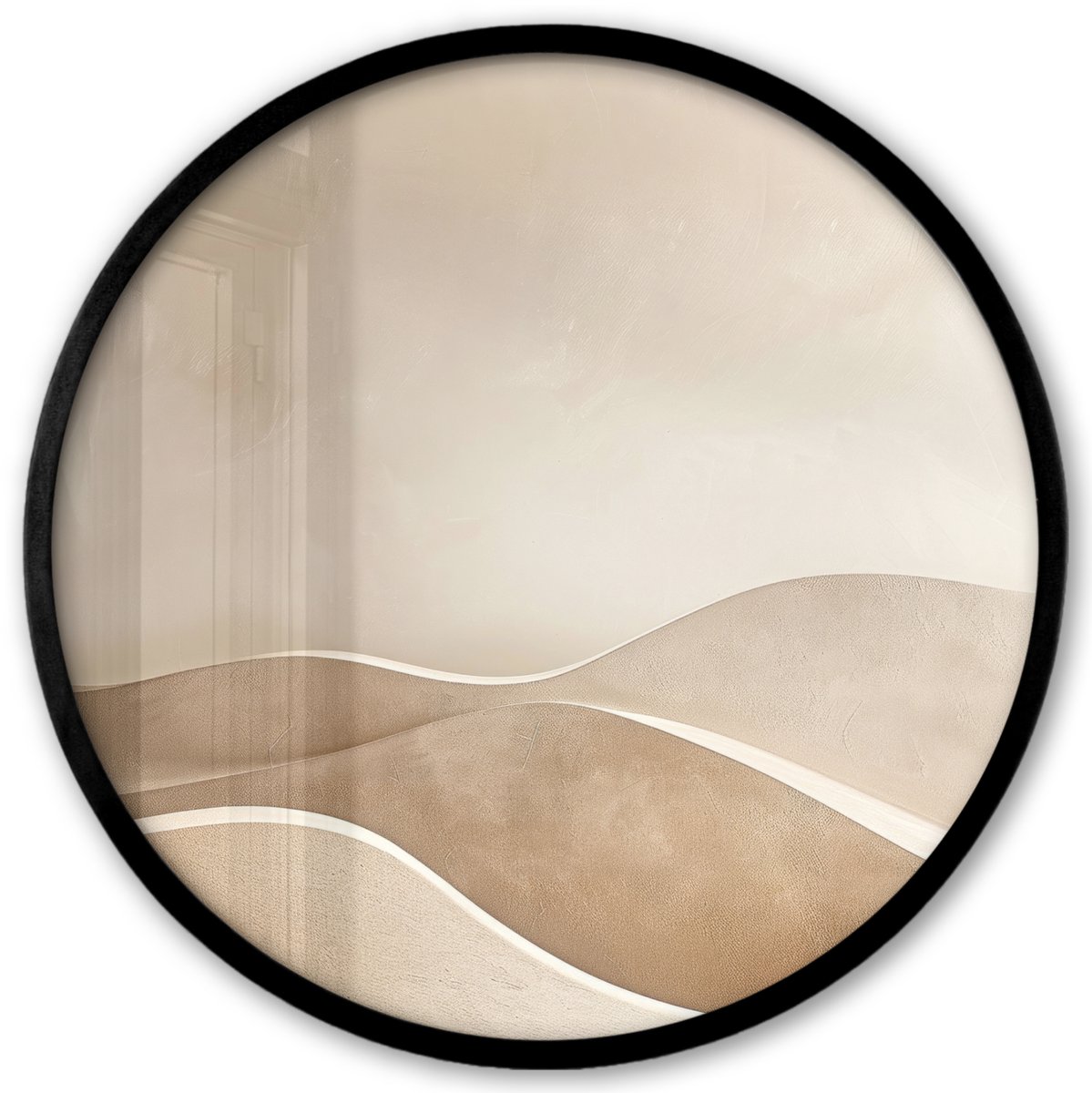 FrameYourWall Poster in lijst Rond - Fotolijst 40x40 cm - Posters - Beige - Natuur - Abstract - Modern - Ronde posterlijst zwart - Decoratie - Wanddecoratie woonkamer - Muurdecoratie slaapkamer