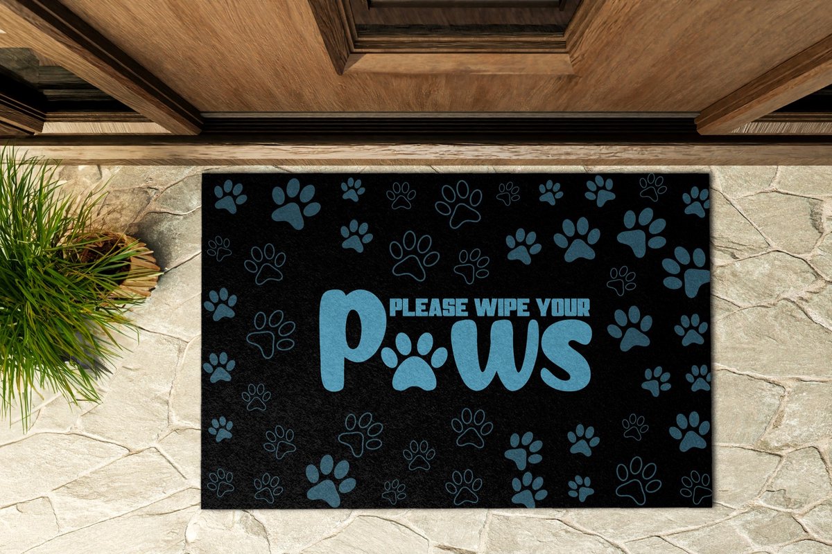 Coloray Buiten Deurmat - Blauw Deurmat Buiten - Veeg je poten af Deurmat Tegen Modder En Vuil - Buiten Decoratie Idee - Vuilvangmat Voor Nat Weer - Modieuze Buitenmat Met Design - 90x60 cm Blauw - Veeg je poten af