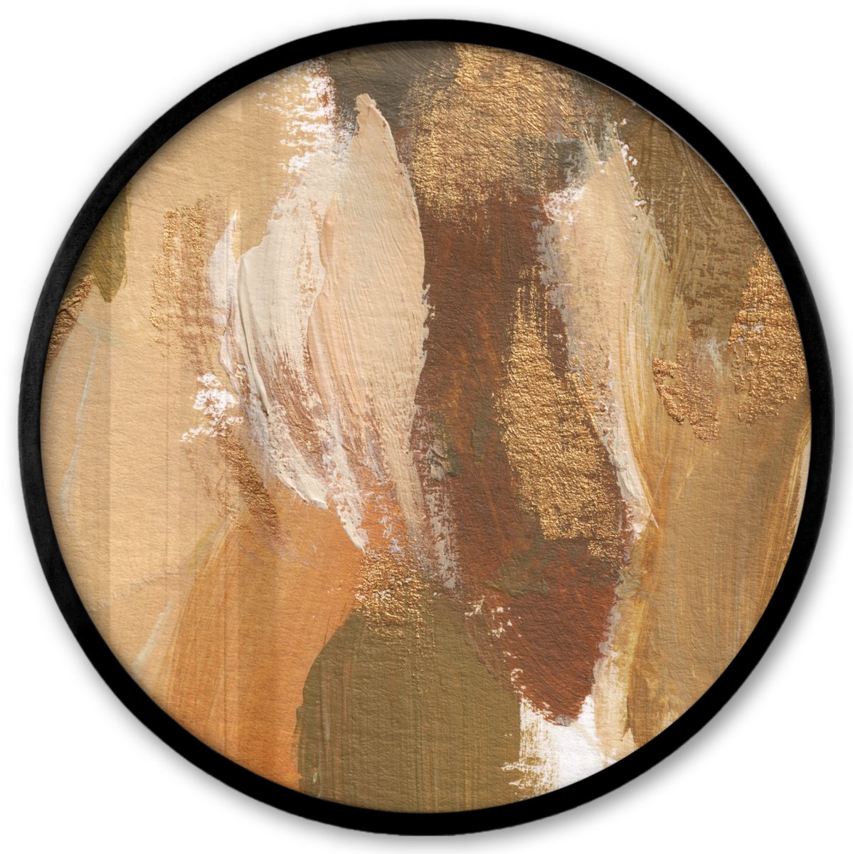 FrameYourWall Poster in lijst Rond - Fotolijst 40x40 cm - Posters - Verf - Goud - Herfst - Ronde posterlijst zwart - Decoratie - Wanddecoratie woonkamer - Muurdecoratie slaapkamer Multicolor