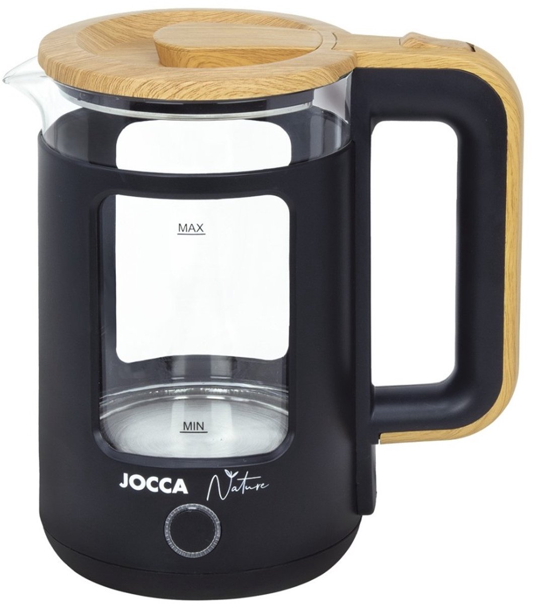 Jocca Waterkoker 1,8 L Nature – RVS binnenkant & droogkookbeveiliging – Zwart / Roestvrij - 2186N