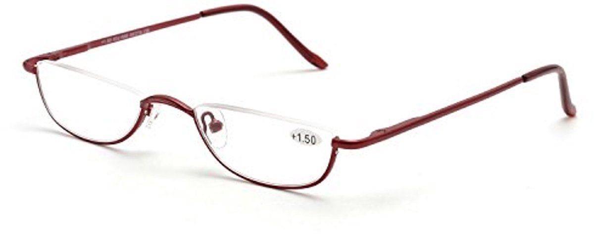 Unisex Half Moon Leesbril met Veerscharnieren - Vintage Metaal Semi Rimless