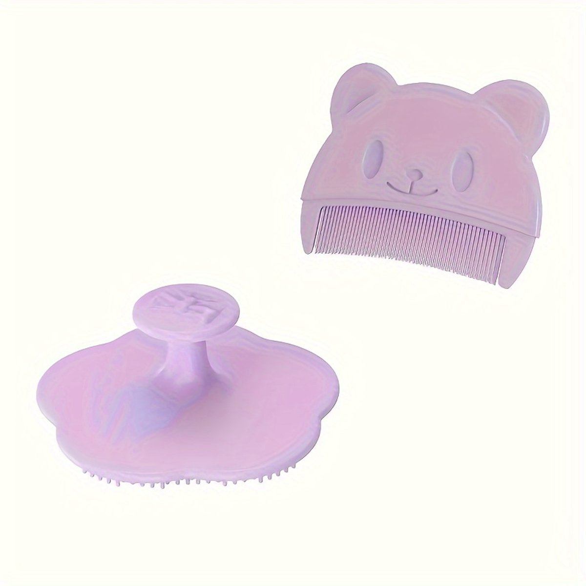 Image of 2 Stuks Deluxe Zachte Borstel Badkamerset - Zachte Ontwarringsborstels voor Alle Haartypes - Hoofdmassage & Diepe Reiniging - Comfortabele Haarverzorging, Antiklit Design - Paars