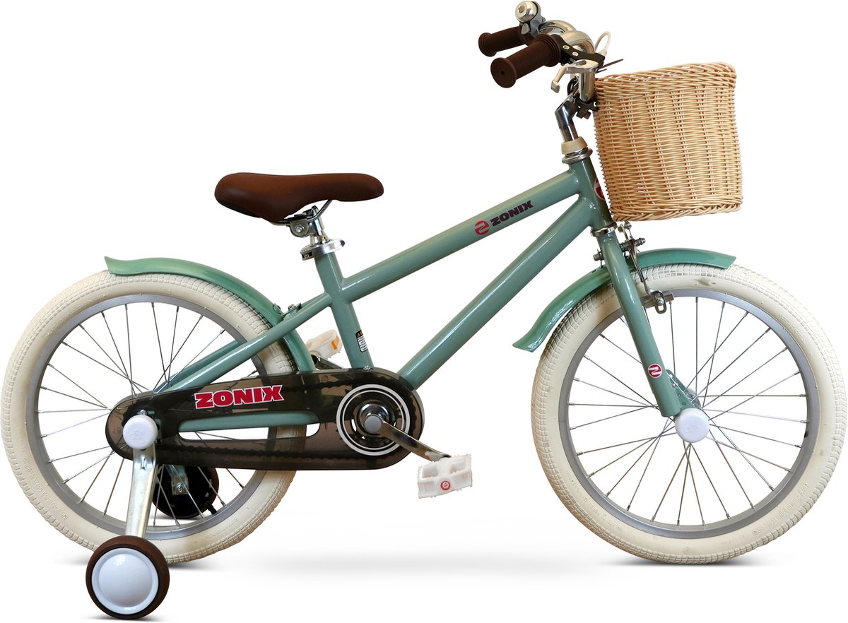 Zonix Kinderfiets 18 Inch Jongensfiets – Mintgroen Met Zijwieltjes | Leeftijd 5-7 Jaar | Kledingmaat 110-123
