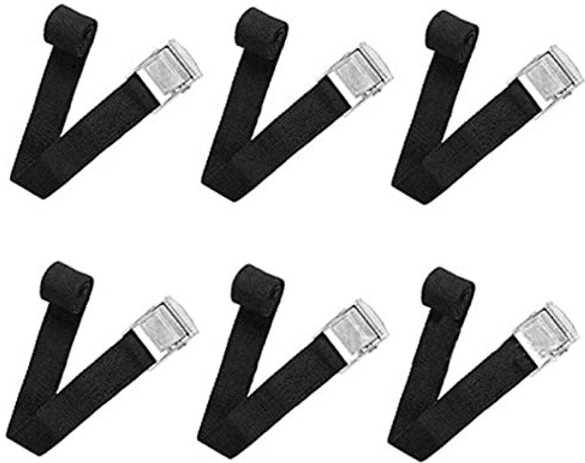 6 stuks Heavy Duty Ratelriemen met Quick Release Cam Buckle en 227 kg Laadvermogen