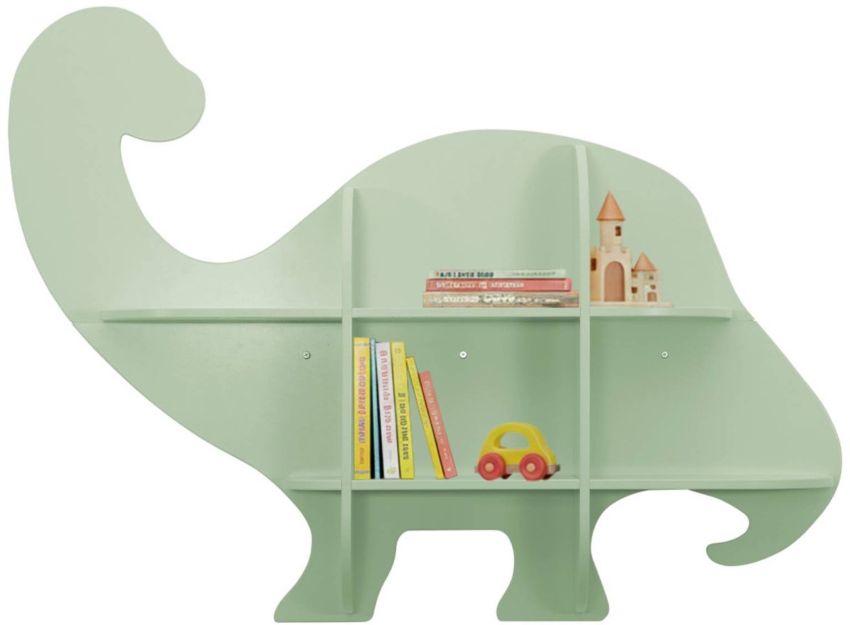sweeek - Dinosaurus wandplank 5 opbergruimtes - l 108 x b 16,5 x h 78,5 cm - brachi