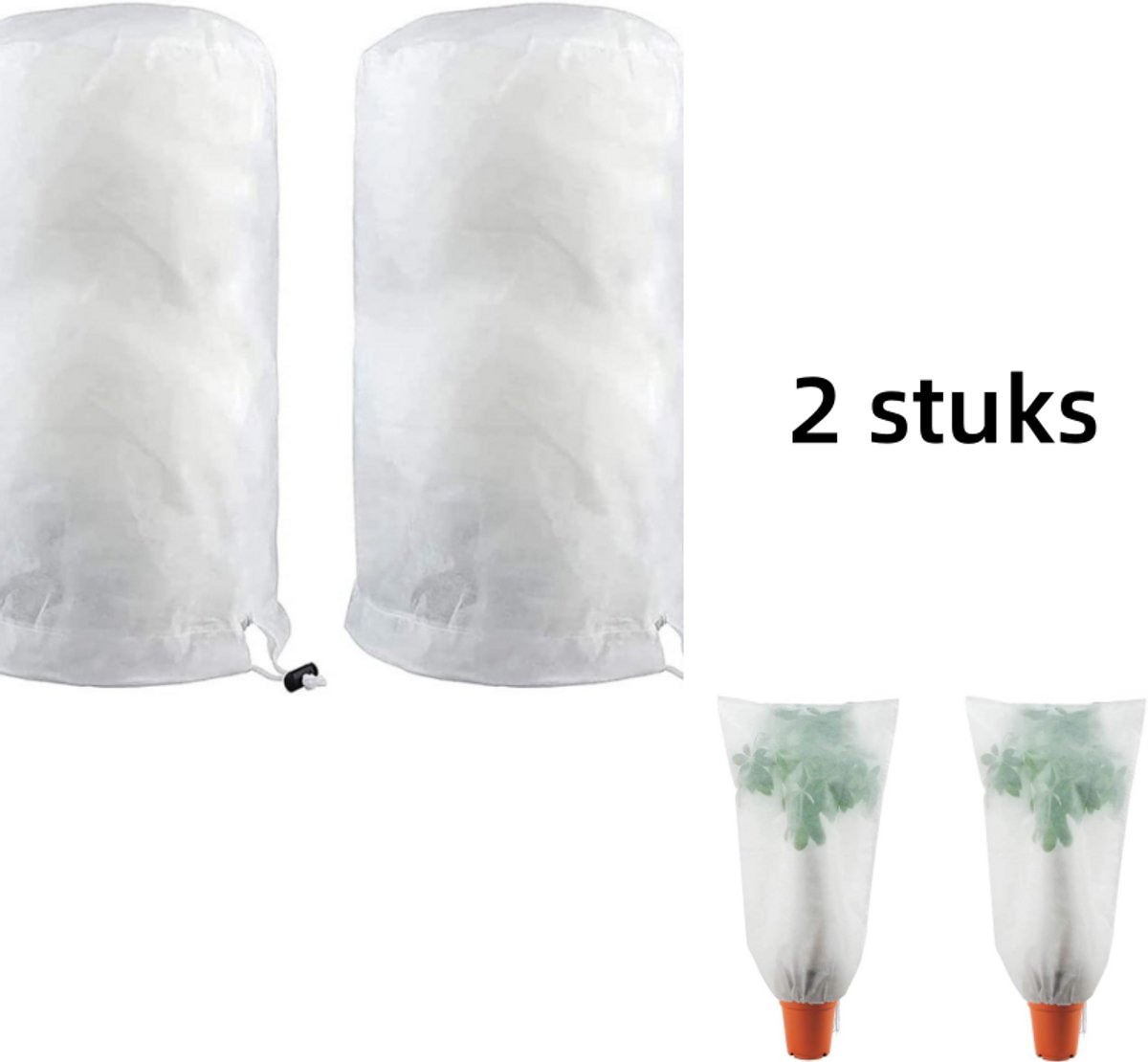 2 x Winterhoes planten - Plantenbeschermhoezen - voor planten palmbomen citroenbomen - Winterbescherming voor planten - vorstbescherming - met trekkoord - wit（ 100 x 80 cm）
