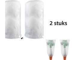 2 x Winterhoes planten - Winterbescherming voor planten - vorstbescherming - met trekkoord , voor planten、 palmbomen、citroenbomen - wit（ 100 x 80 cm）