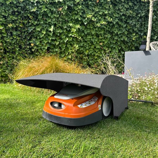Robotmaaier garage Alupanel beton donkergrijs 77x29x46 cm UV- en weerbestendig, licht, stevig, onderhoudsarm