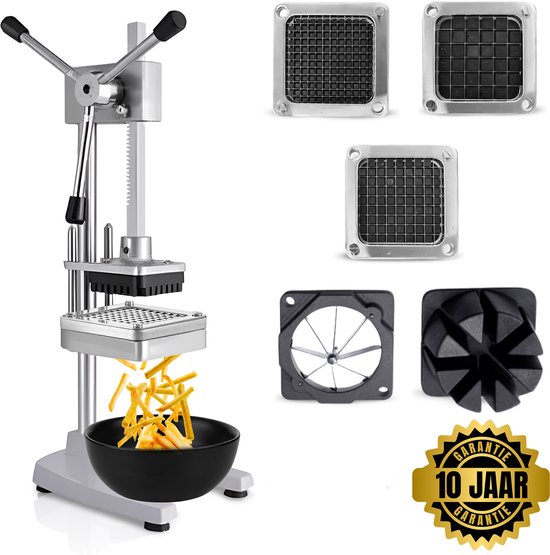 TEN® Frietsnijder XXL - 10 JAAR GARANTIE - Patatsnijder inclusief 3 Snijvormen - Frietmachine
