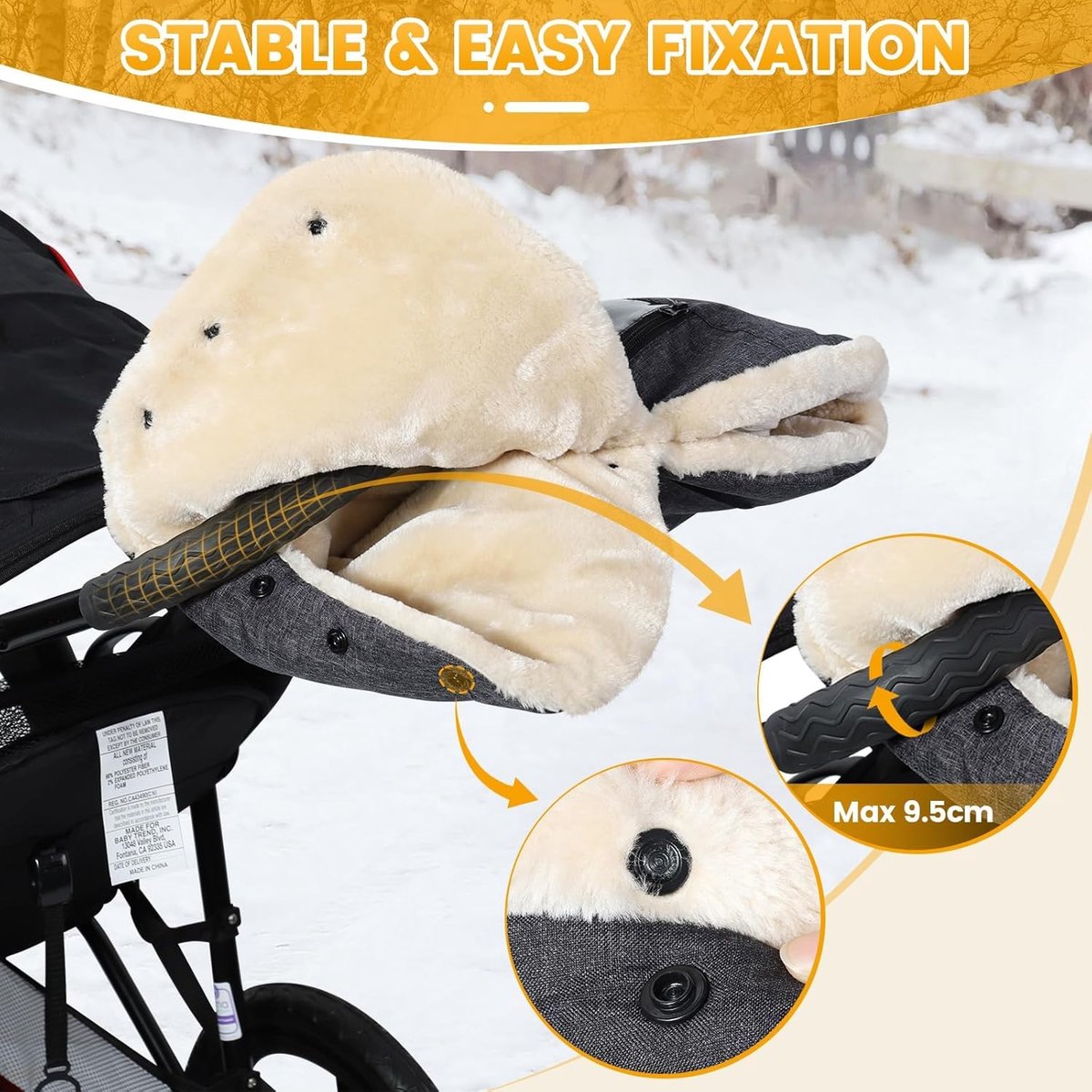 Kinderwagen handwarmer, warme kinderwagen, handschoenen met - afbeelding 2