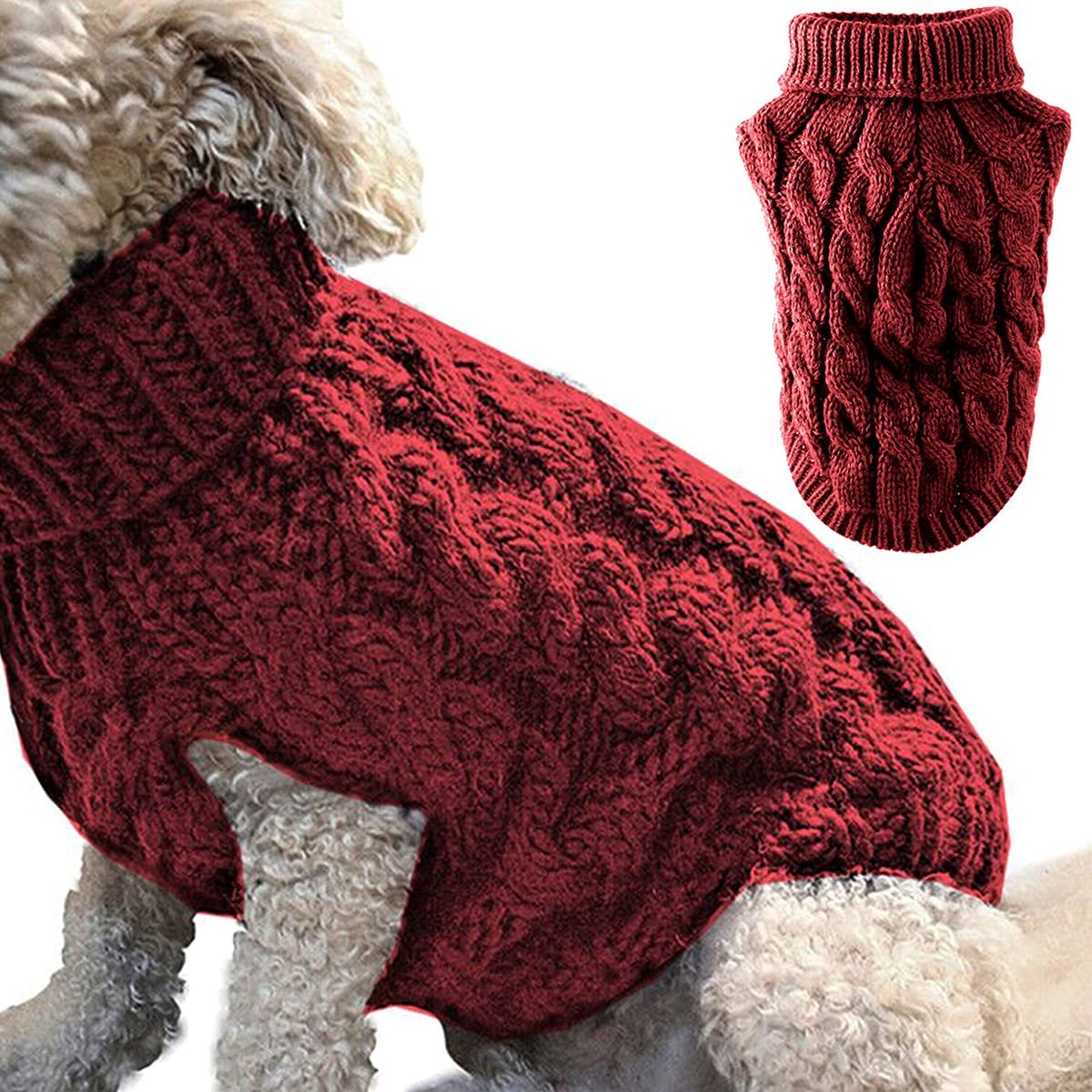 Ynkkvre - Honden Kleding Warm - Acrylvezels - Twist Design - Geschikt voor Binnen en Buiten - Zachte Breiwol - Hoge Kraag