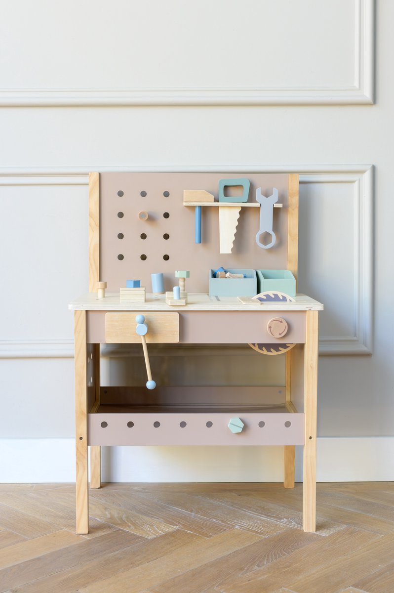 Babiem® Thomas - Werkbank Speelgoed - Incl. Gereedschap - Speelgoed - Gereedschap Speelgoed - Kindergereedschap - kinder werkbank - 55x34x80 cm - Hout — afbeelding 8